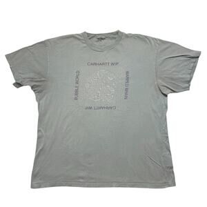 CARHARTT Work In Progress Blue Warped Brain Bubble World Grid T-shirt Sz XL Mens